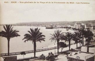 Nice. Vue générale de la Plage et de la Promenade du Midi. Les Palmiers