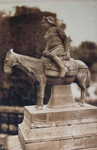 Sevilla-Exposición. Glorieta del Quijote. Sancho Panza, tabla en ladrillo