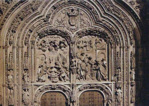 Salamanca. Catedral Nueva. Detalle de la Puerta del Nacimiento