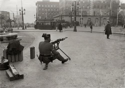 Huelga de transportes, en la plaza España