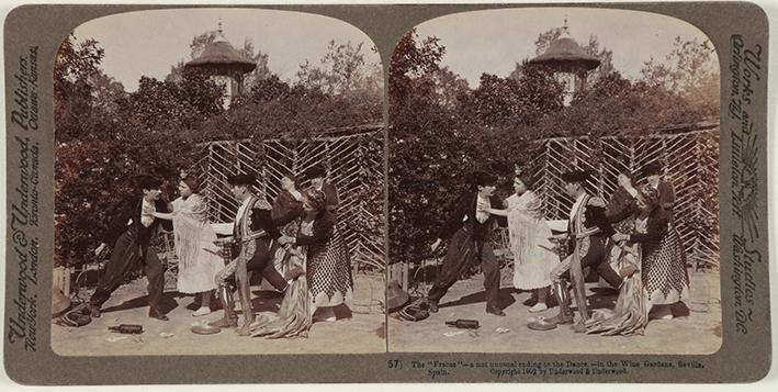 La riña, un final no poco común de los bailes, en los Jardines de Vino, Sevilla