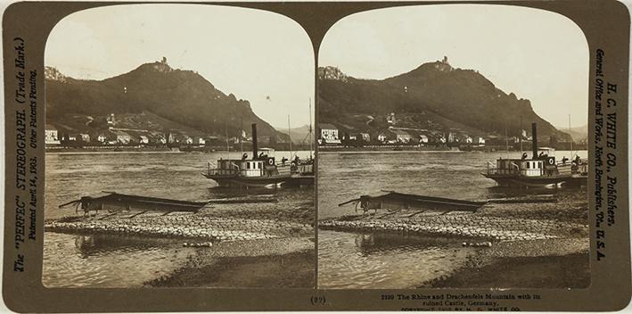 The Rhine and Drachenfels Mountain with its ruined Castle, Germany