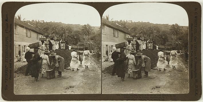 Women carrying Earth in Boxes on their Heads, in the Street of Fort de France, Martinique