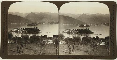 Isola Bella and the village of Pallanza on the shores of Lake Maggiore, Northen Italy