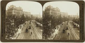 Victoria Embankment and two of the most famous Hotels, Cecil and Savoy, London, England