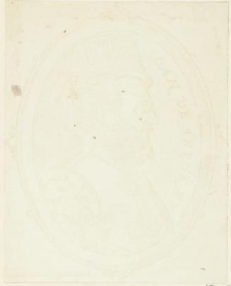 Juan d´Arphe. His Portrait. From a woodeut on the back of the title page of his book, De Commensuracion para la Esculptura y Architectura