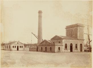 Puerto de Barcelona. Casa de Máquinas. Taller de reparaciones y grua de 25 toneladas. Mayo de 1888