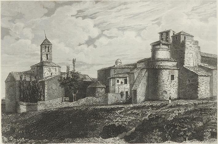 Cataluña. Vista exterior de las tres iglesias de S. Pedro de Tarrasa