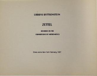 Zettel. Ludwig Wittgenstein. Elena Asins. Table V